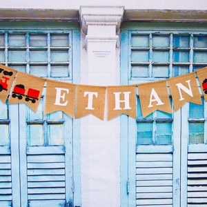 Custom Train burlap banner.Train birthday party banner.Birthday name banner.Train Theme Party decor.Personalized birthday One/Two/Three/Four