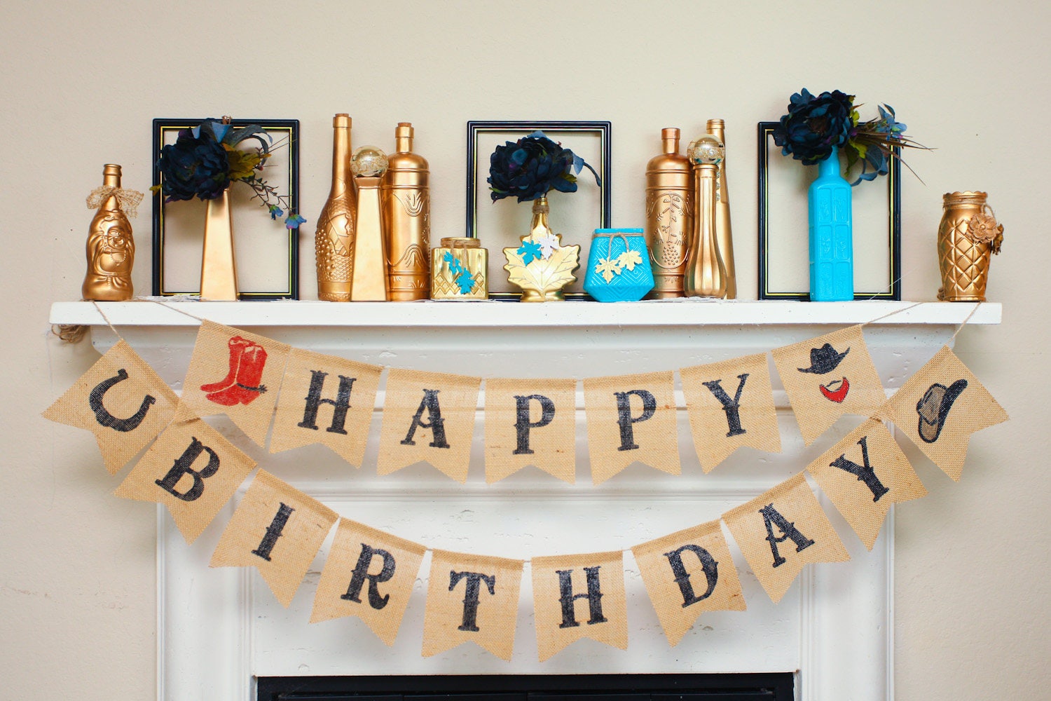 Custom HAPPY BIRTHDAY Cowboy Banner Country Western Birthday Bunting Cowgirl Birthday Garland Old West Southern Ranch