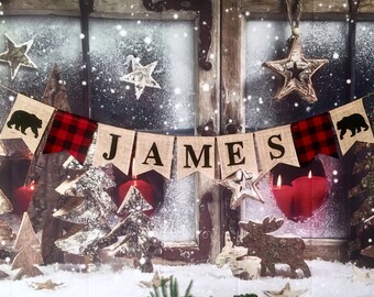Custom Lumberjack Baby Shower Banner: Burlap Bear Party Decor