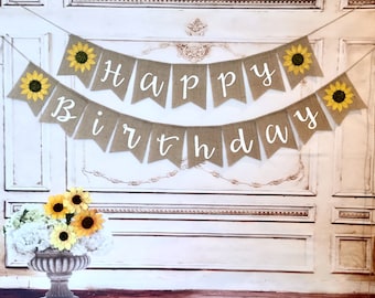 Custom Burlap Birthday Banner: Sunflower Party Decoration