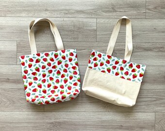 Canvas Tote Bag/Canvas Grocery Bag/Reusable Grocery Bag/Reusable Shopping Bag/Canvas Tote/Reusable Bag/Shopping Bag/Grocery Bag/Strawberries