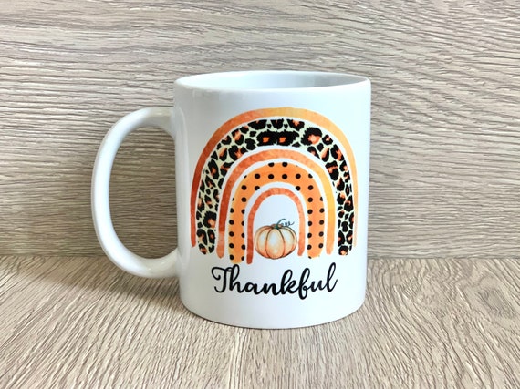 Thankful Autumn Rainbow Mug, 11oz Ceramic