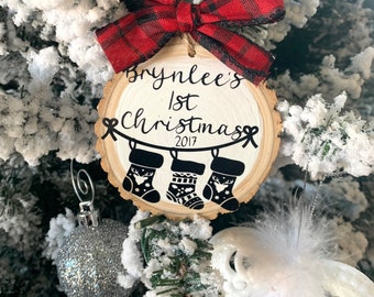 Custom Wood Slice Ornament/Wood Slice Ornament/Christmas Ornament/Wooden Ornament/Personalized Ornament/Baby’s First Christmas Ornament/Gift
