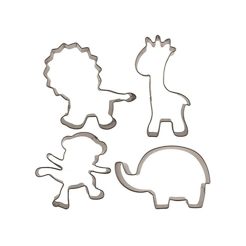 Stainless Steel- For Fondant Pie Crust Gumpaste JUNGLE MINI Metal Cutters by Autumn Carpenter Cutie Cupcake 4 pc Cookie Decorating