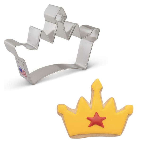 PRINCESS CROWN Metal Cookie Cutter 4.5 Inch- Ann Clark Cookie Cutters - US Tin Plated Steel