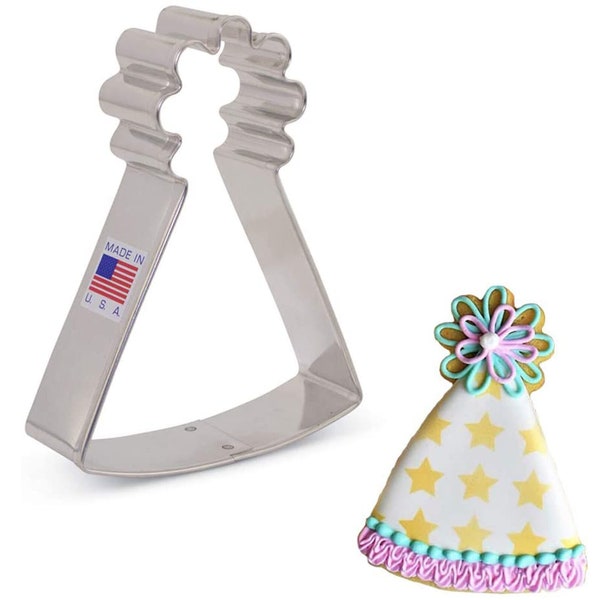 BIRTHDAY PARTY HAT Metal Cookie Cutter 3.875 Inch- by Ann Clark - U.S. Tin Plated Steel