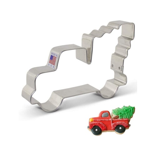 VINTAGE TRUCK W/TREE Metal Cookie Cutter, 5 inch, Ann Clark