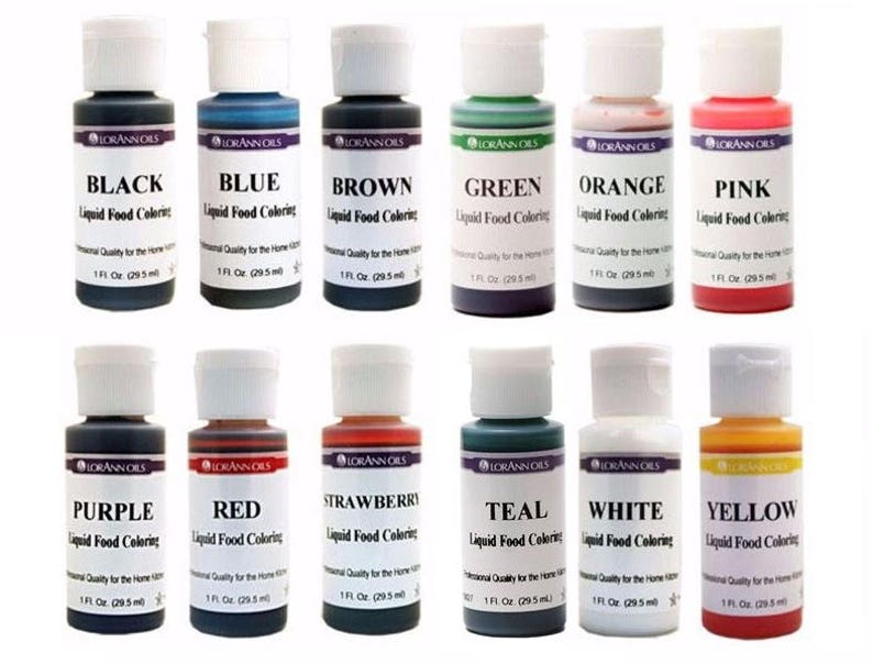 LIQUID FOOD COLORING Lorann Choose From 12 Waterbased Etsy