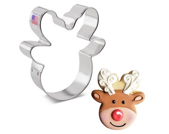 REINDEER FACE / HEAD Metal Cookie Cutter - Ann Clark - 3.75 inch