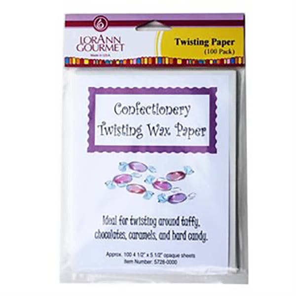 TWISTING WAX PAPER, 100 Sheets for Caramels, Taffy, Confectionery Candies, from LorAnn