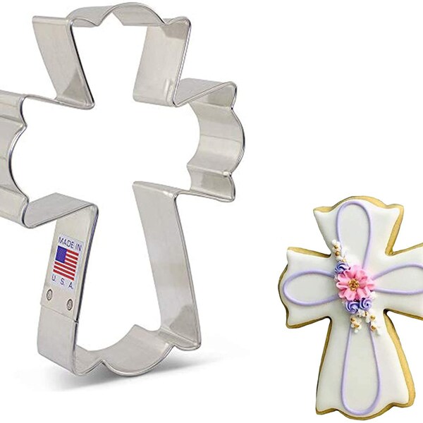 FANCY CROSS Metal Cookie Cutter - Ann Clark - 3.25 x 4.5 inches