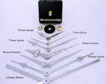 Quartz ticking clock movement with silver hands - Ticking movement - UK SELLER - DIY Clock Making
