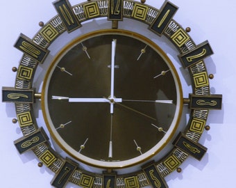 Rare Vintage Metamec 1970's Aztec Wall Clock Made In England