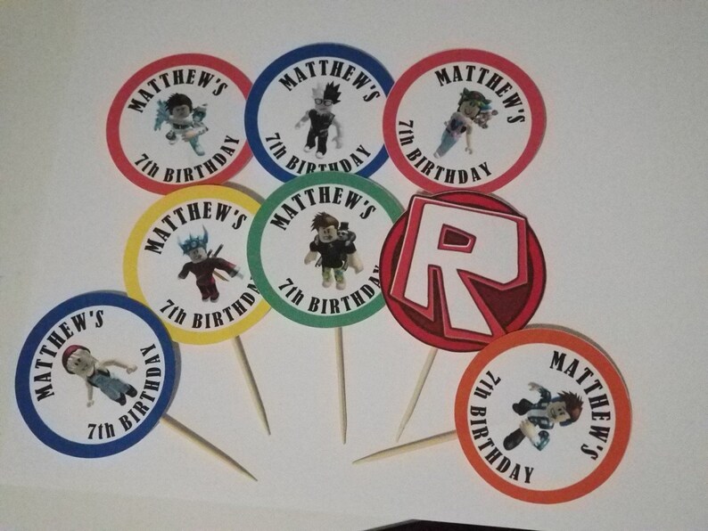Roblox Cupcake Topper Birthday Cup Cake Topper Personalized Cup Cake Topper - 