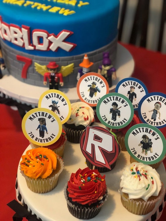 Roblox Cupcake Topper Birthday Cup Cake Topper Personalized Etsy