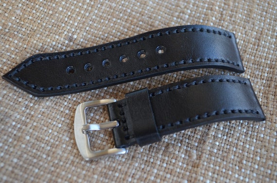 Watch Strap The thick Leather Watch Strap Black Men's | Etsy