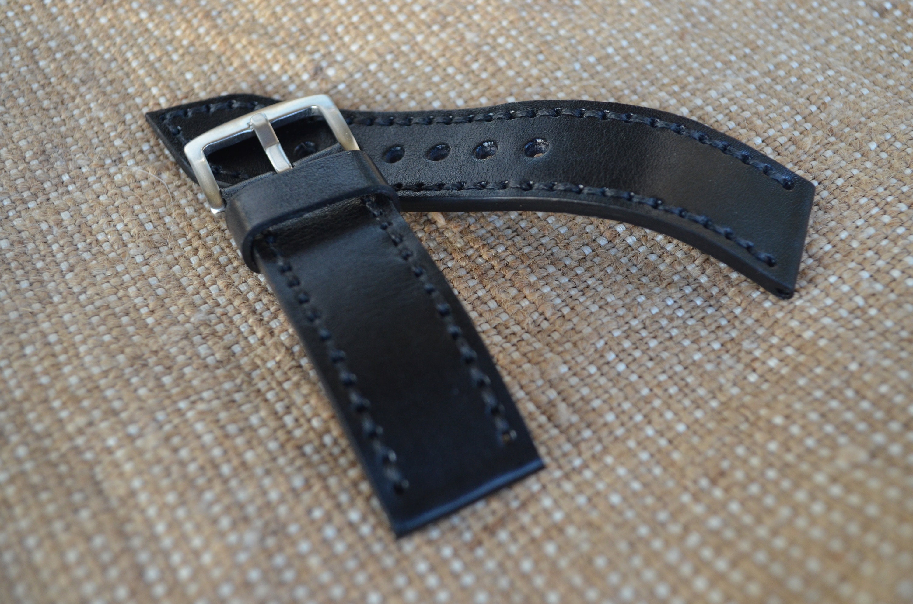 Watch Strap The thick Leather Watch Strap Black Men's Etsy