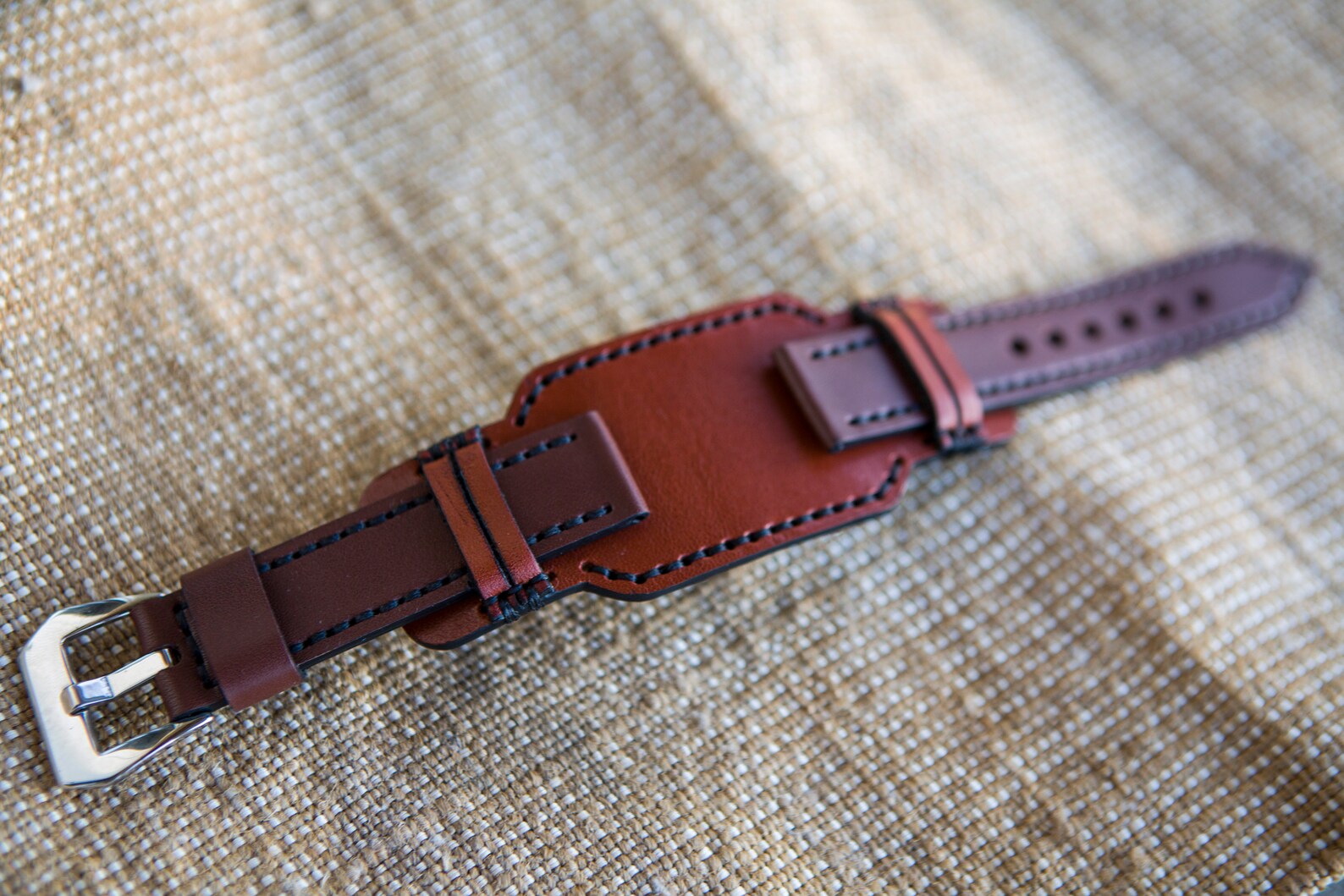 Cuff Watch Strap The thick Leather Watch Strap Dark Brown Etsy
