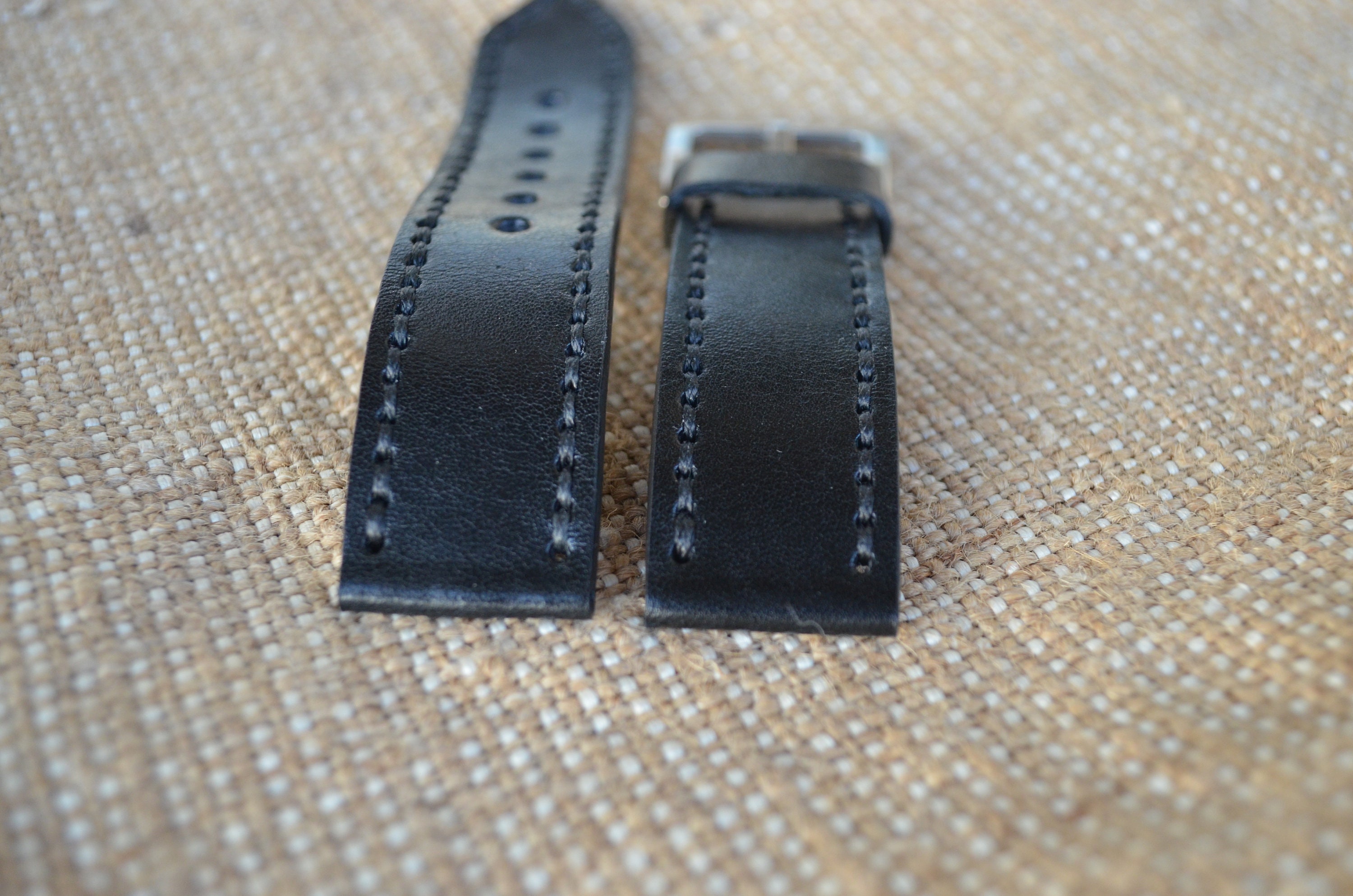 Watch Strap The thick Leather Watch Strap Black Men's Etsy