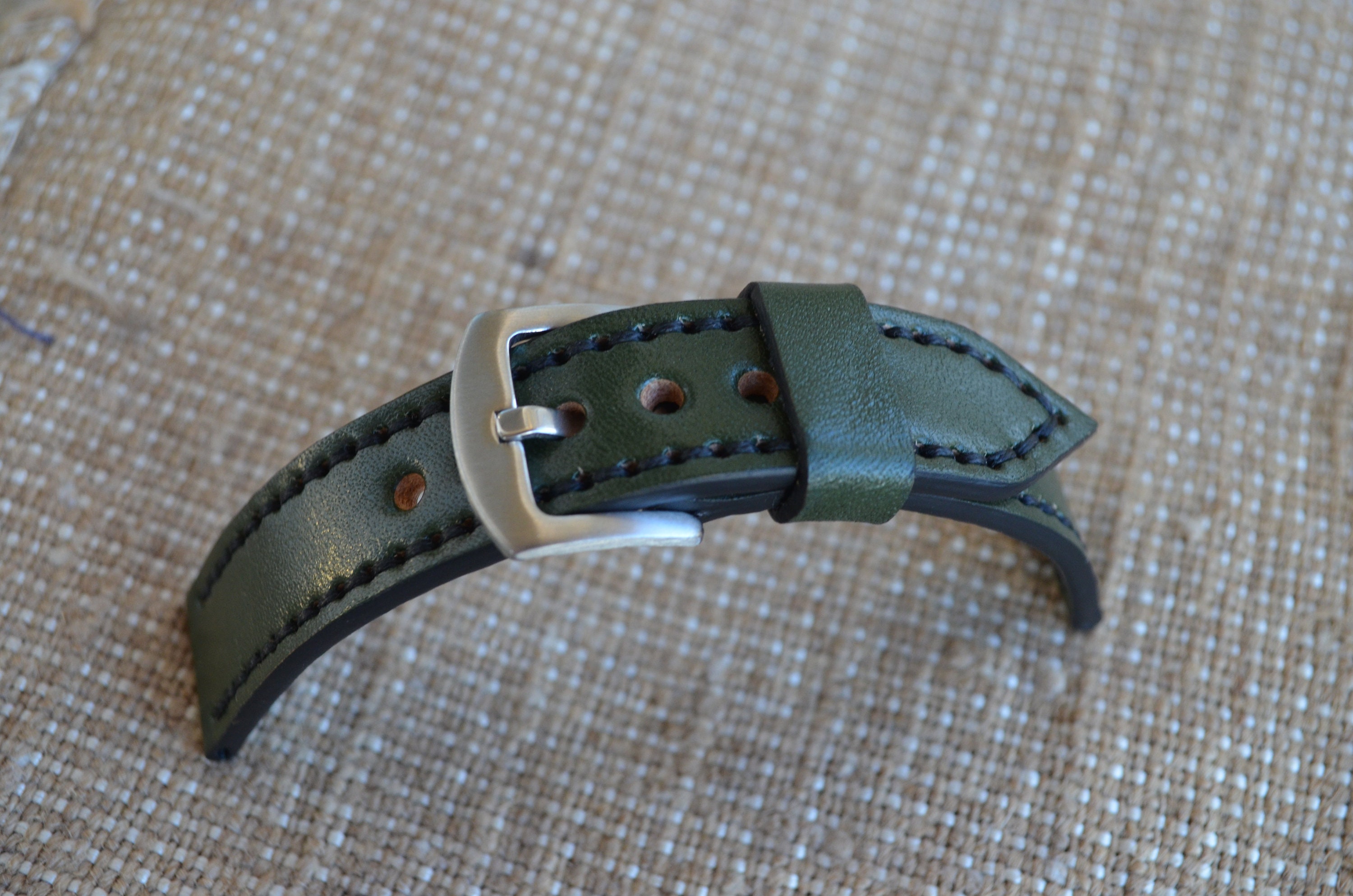 Watch Strap The thick Leather Watch Strap Green Men's Etsy