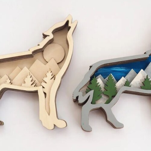 5 Layer Wolf Scenery DIY Craft