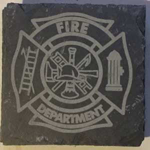 Firefighter Maltese Cross Slate Coasters