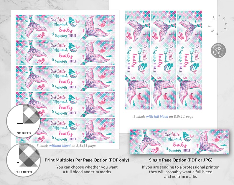 Our Little Mermaid Birthday Party Bottle Label Template Printable ...