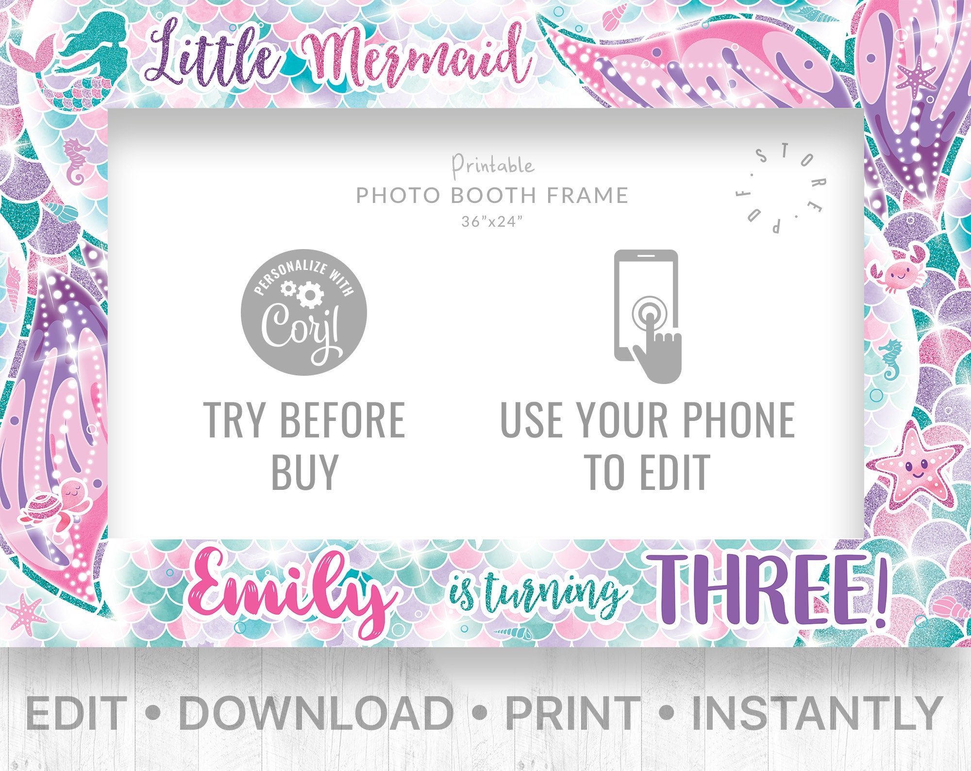 Mermaid Photo Booth Frame // Mermaid Photo Prop Frame // Etsy