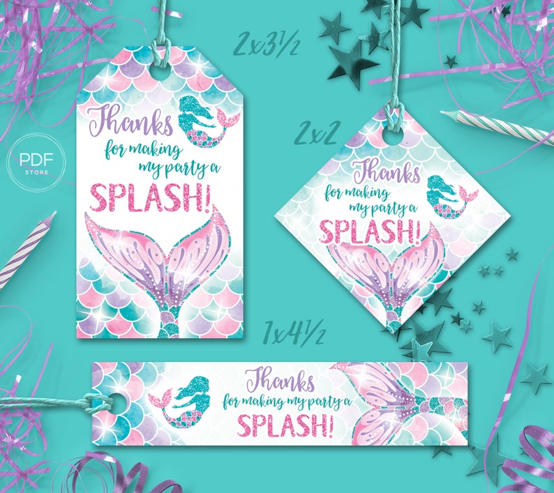 mermaid favor tags mermaid birthday party our little mermaid etsy