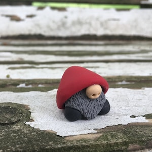 Polymer Clay Classic Gnome ,  Handmade Miniature Gift  , OOAK Garden Gnome Gift , Gnome Fairy Garden Figurine ,  Woodland Creature