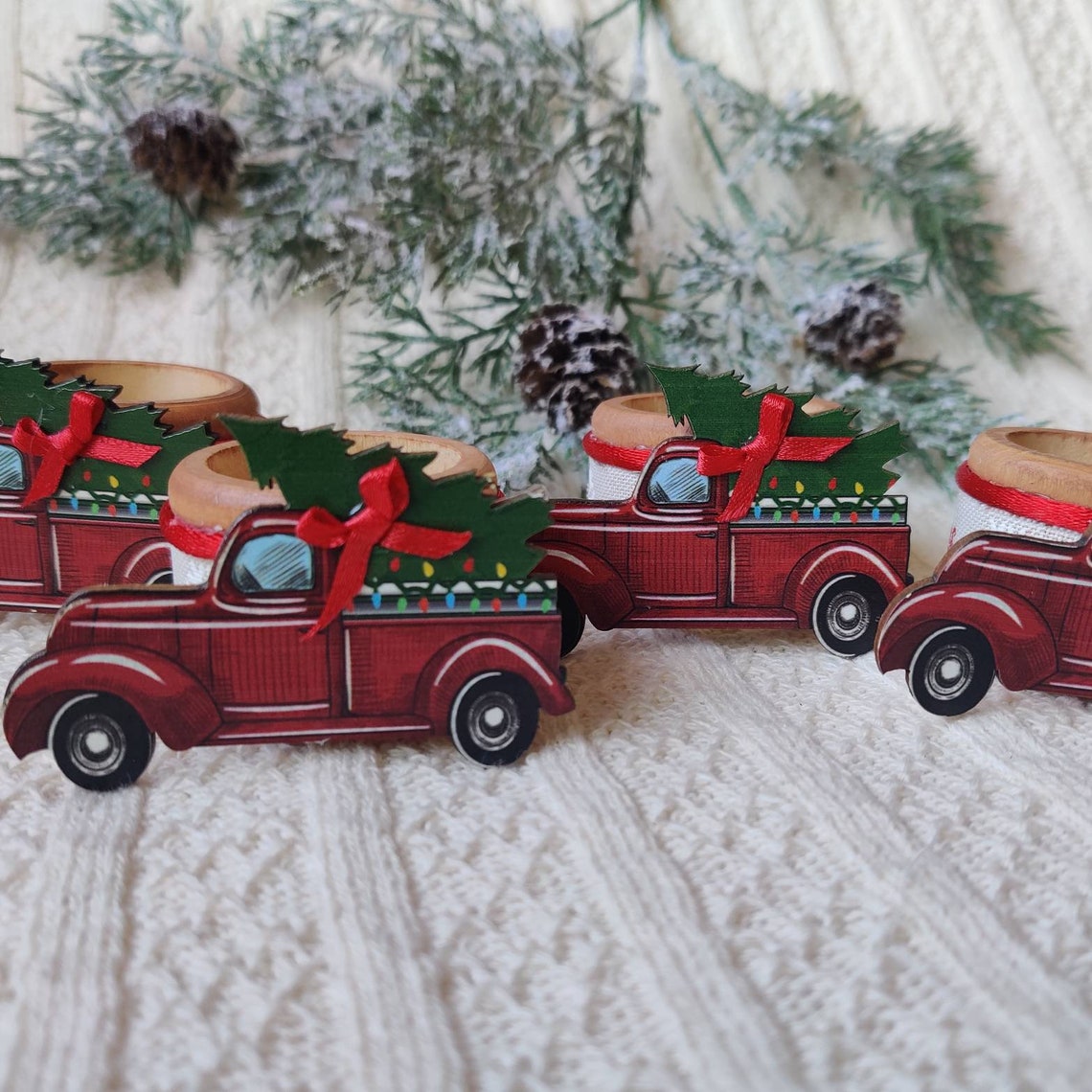 Christmas Napkin Ring Christmas Truck Napkin Ringred Truck Etsy