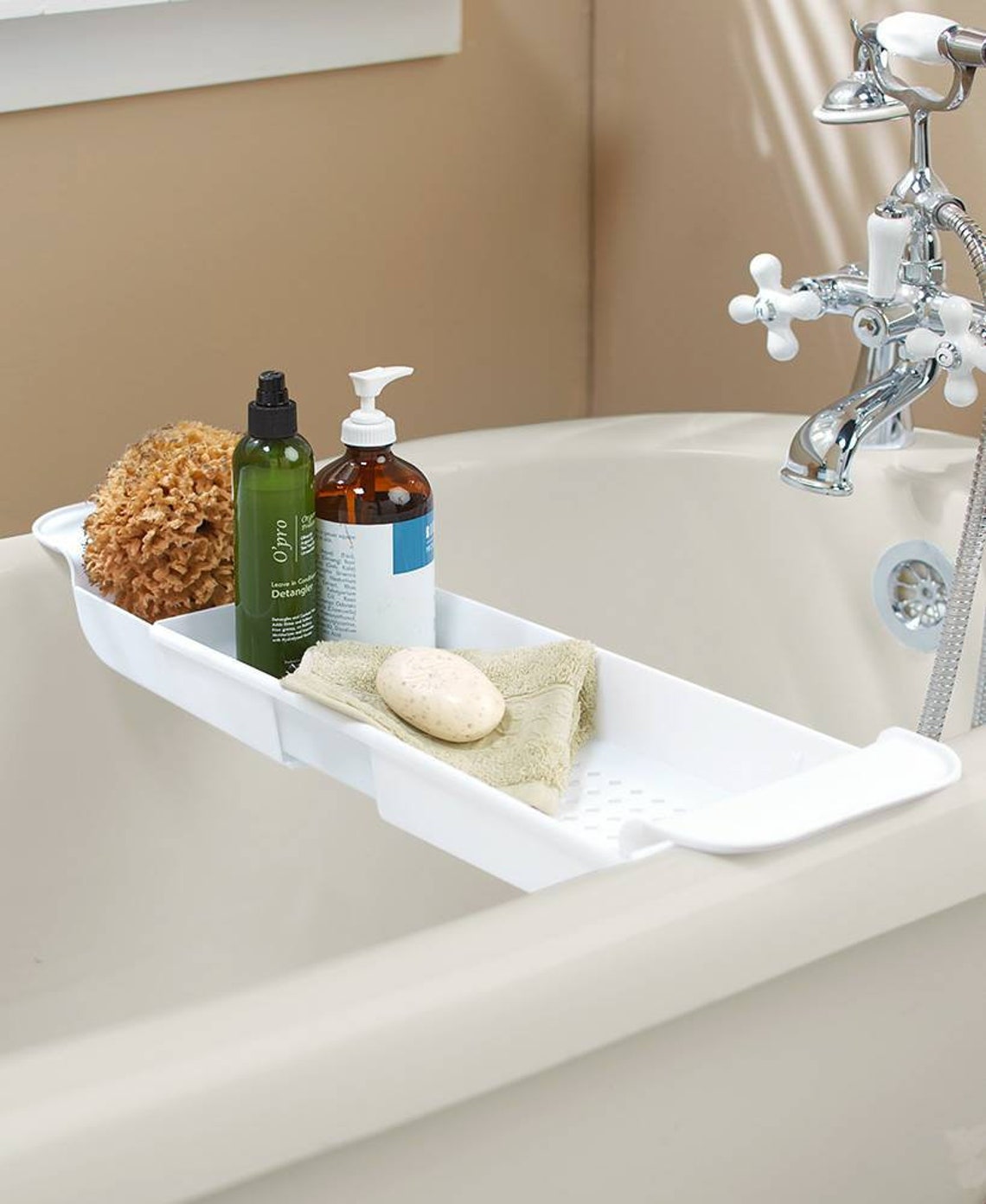 White Bathtub Caddy Long Sturdy Expandable Bathtub Tray Spa Etsy