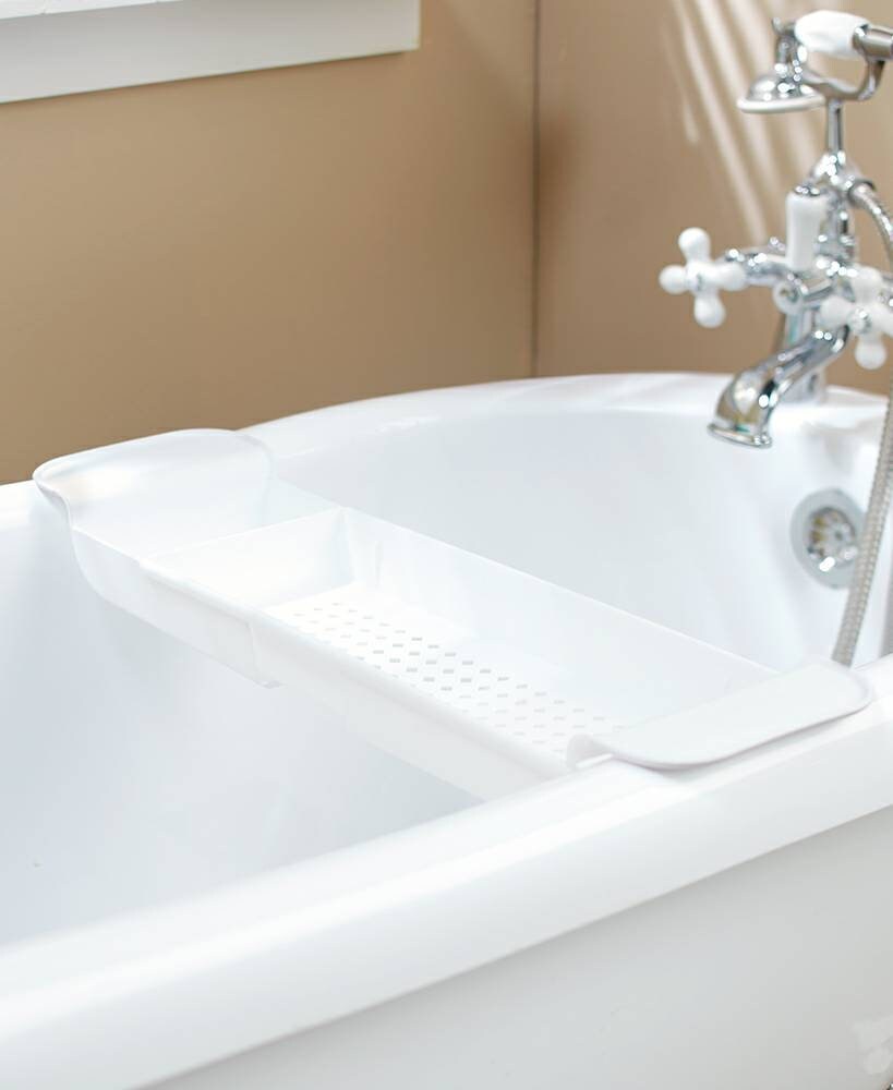 White Bathtub Caddy Long Sturdy Expandable Bathtub Tray Spa Etsy