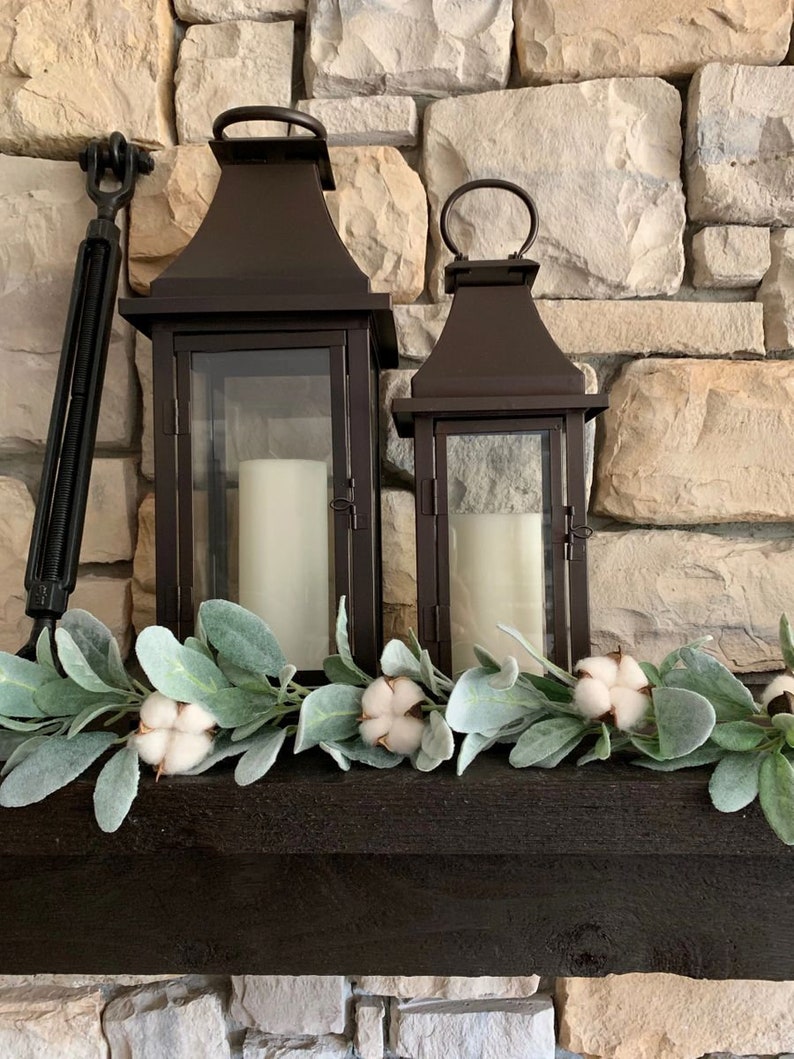 Lamb Ear and Cotton Boll Garland Flocked Greenery Wedding Etsy