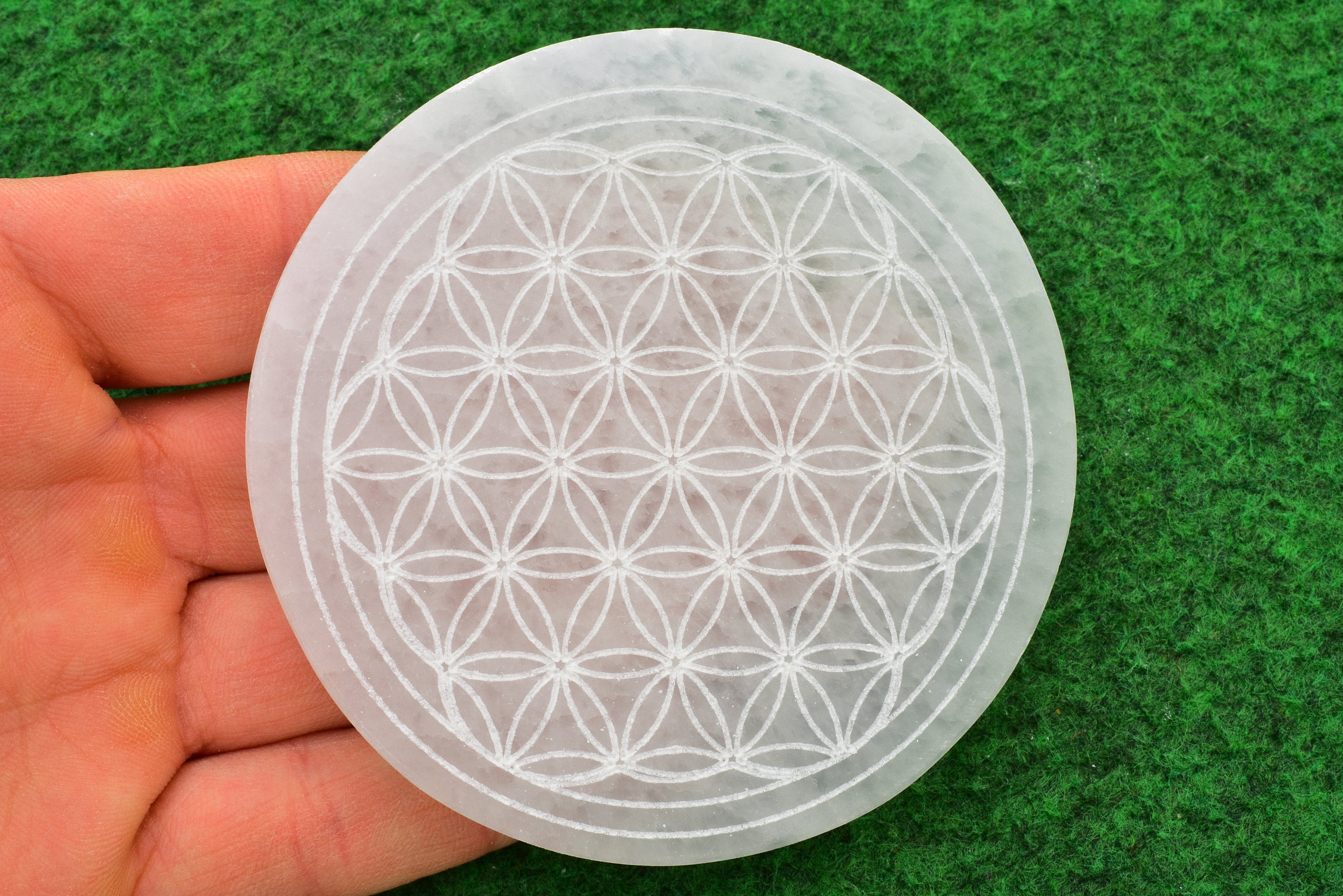 1 Selenite Crystal Charging Plate 8cm Flower of Life Selenite Etsy UK