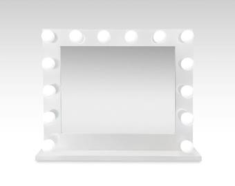 Grand Hollywood 32" Wide x 25" Tall Impact Lighted Vanity Mirror w/ 14 LED Bulbs