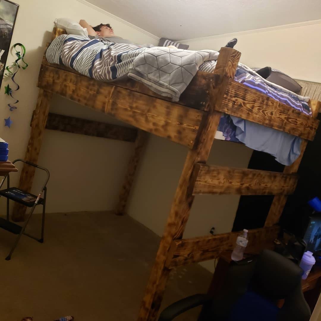 Full Size Loft Bed With Gaming Area Below