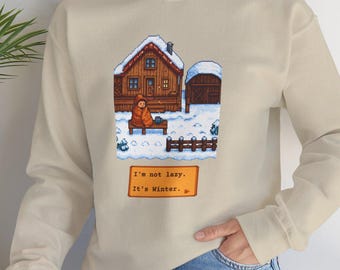 Moletom Stardew Valley com estampa de inverno, blusa inspirada no jogo de fazenda.