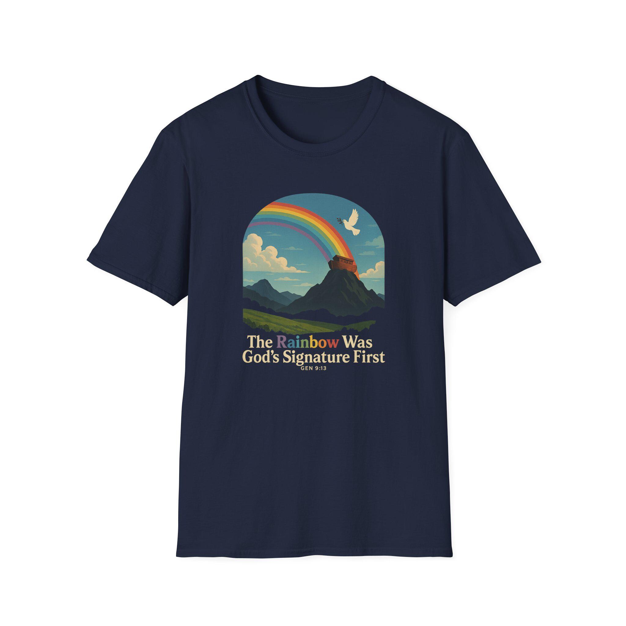 Rainbow Christian T-Shirt, God's Signature Tee, Religious Unisex Top, Colorful Rainbow Shirt, Christian Apparel - Image 4