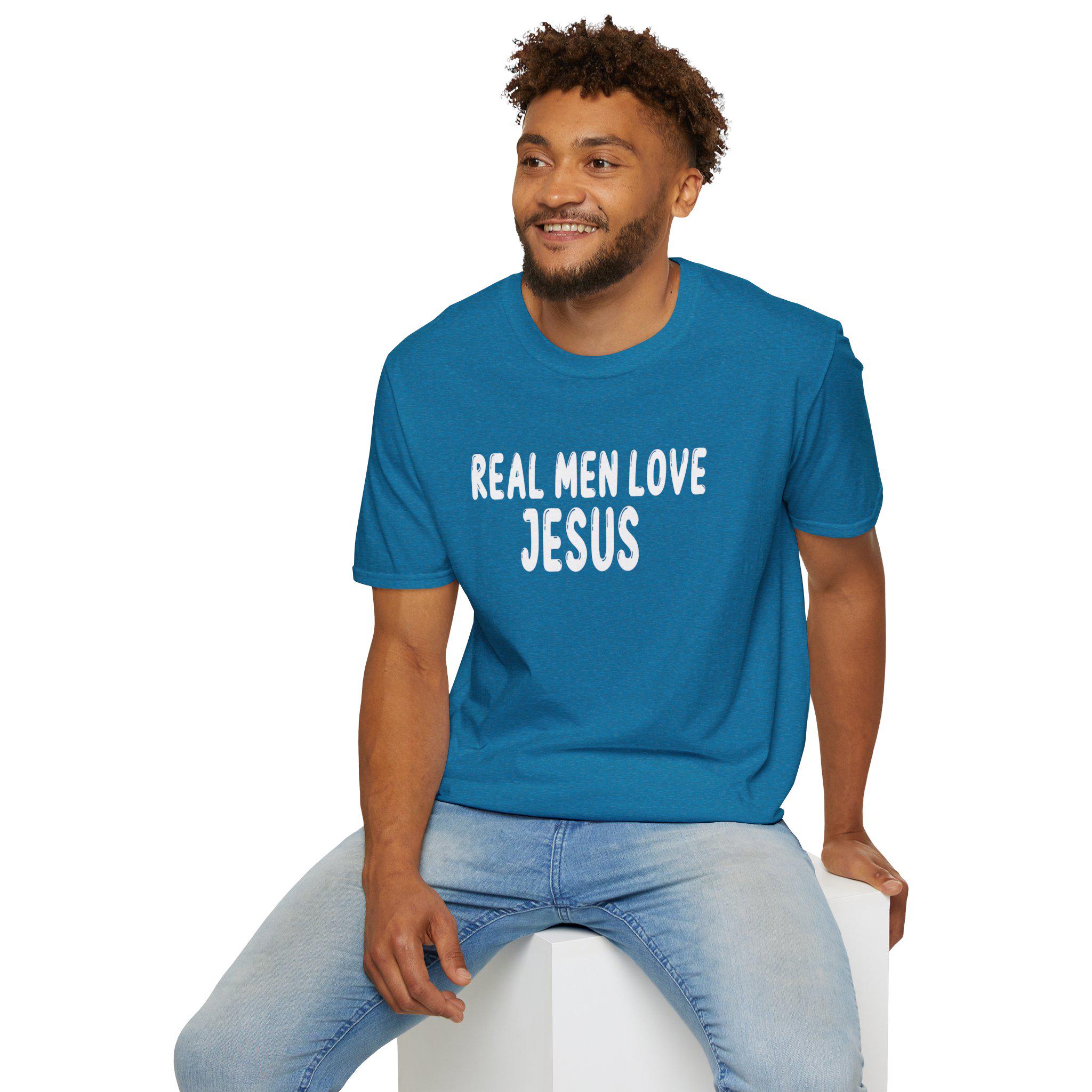 Real Men Love Jesus T-Shirt | Christian Faith Typography Tee - Image 7