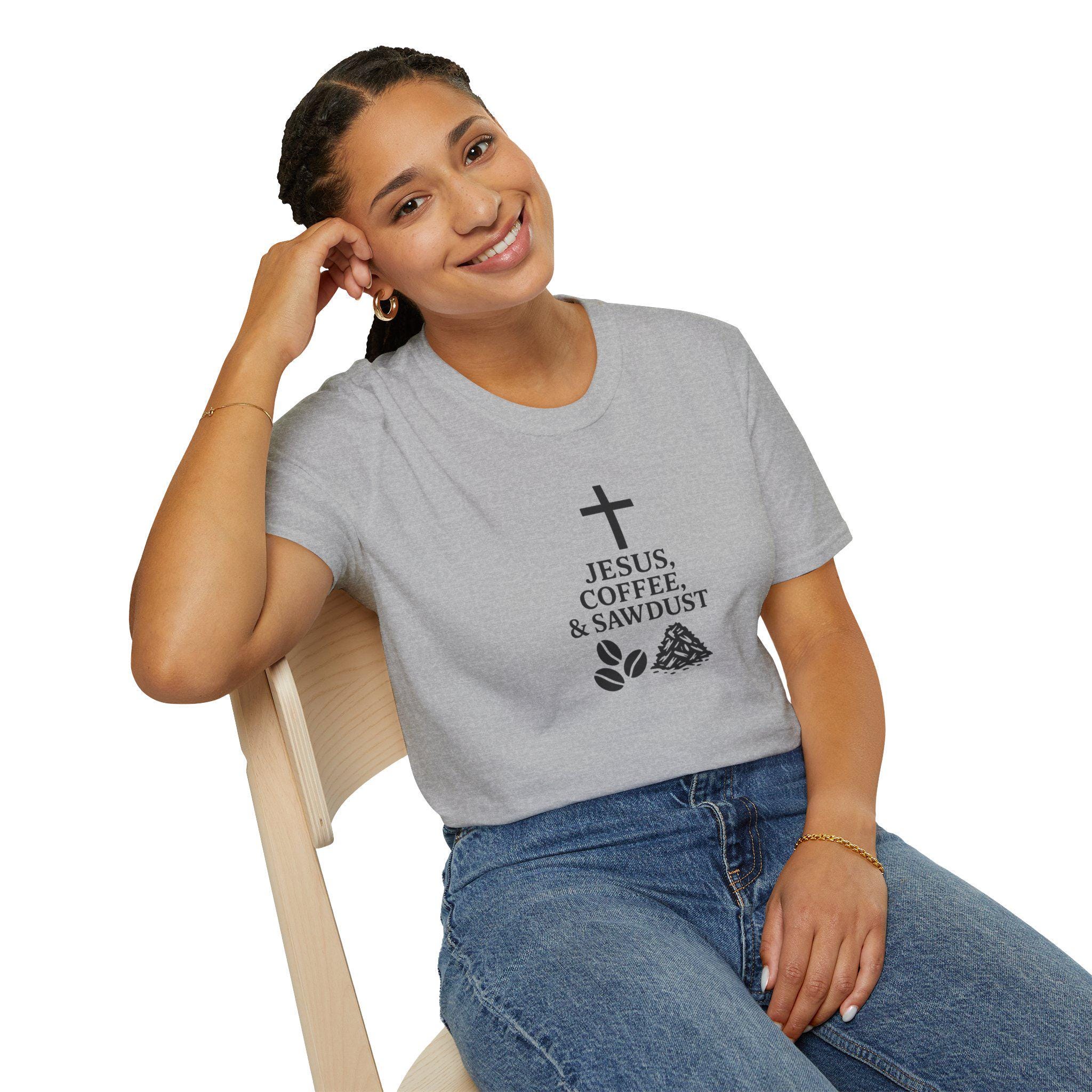 Jesus Coffee Sawdust Tee: Christian Woodworker Shirt - Image 4