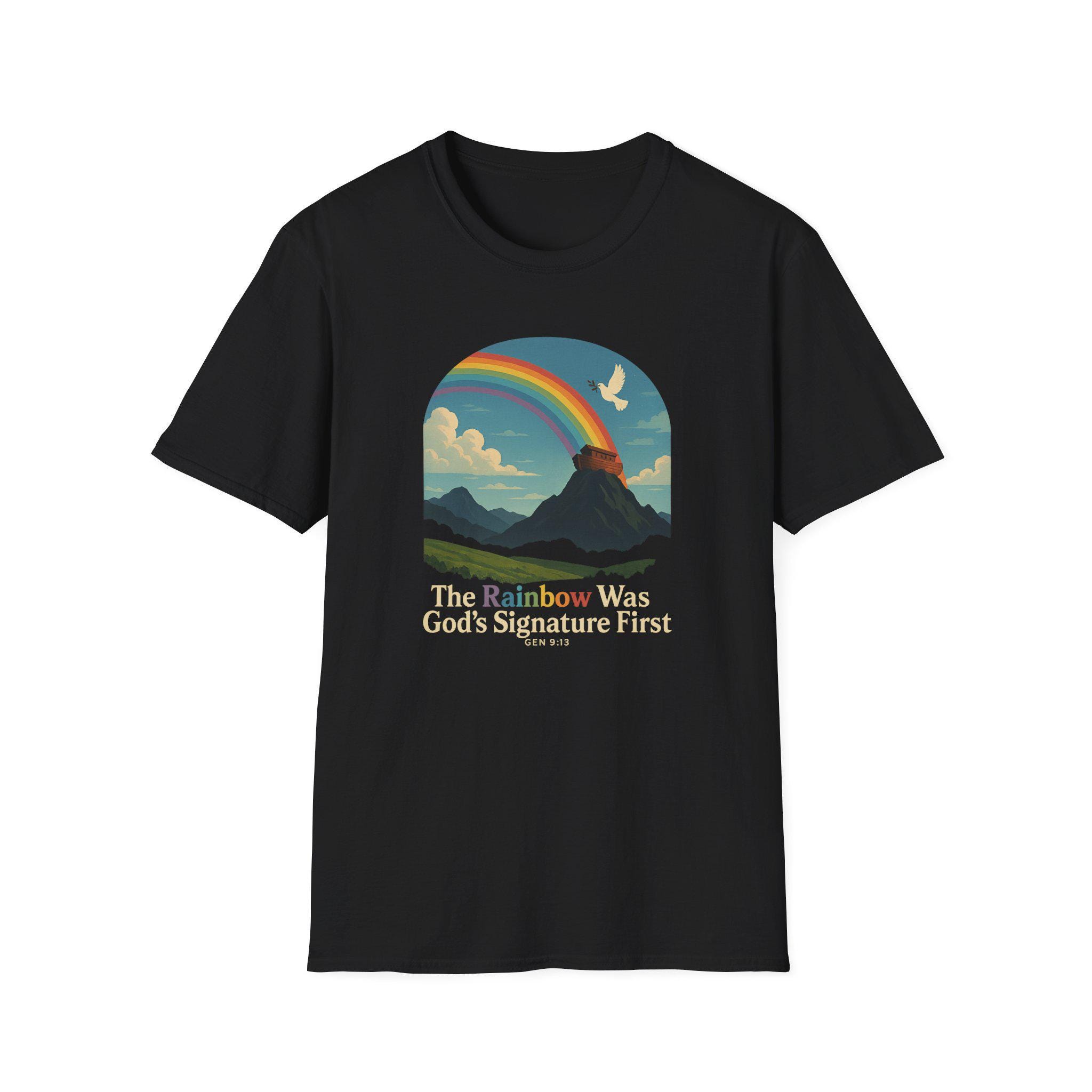 Rainbow Christian T-Shirt, God's Signature Tee, Religious Unisex Top, Colorful Rainbow Shirt, Christian Apparel - Image 1