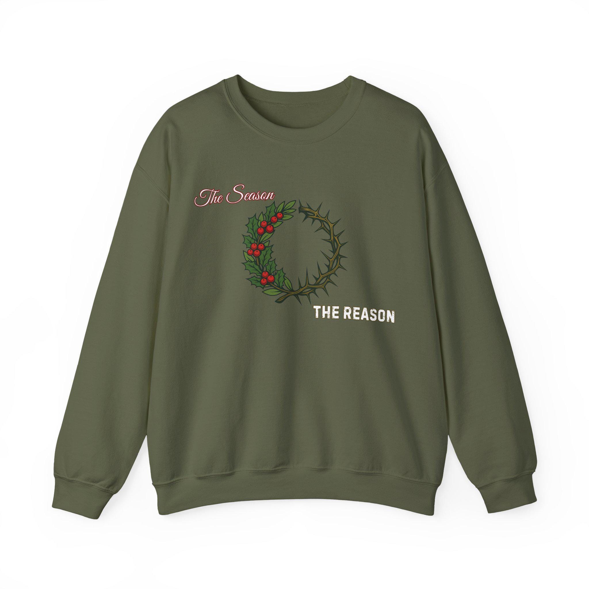 Season vs Reason Christmas Sweatshirt | Christmas faith contrast - Image 4
