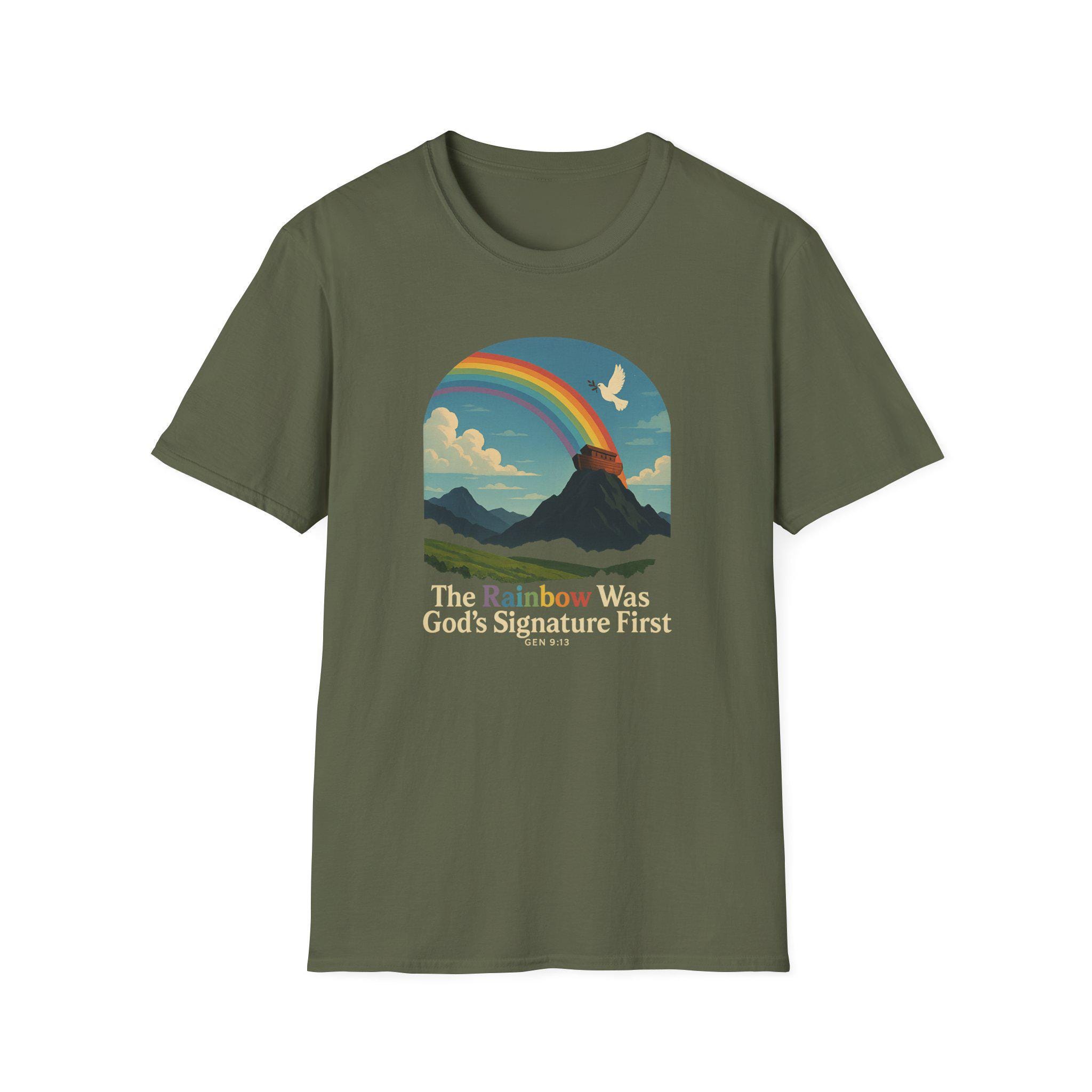 Rainbow Christian T-Shirt, God's Signature Tee, Religious Unisex Top, Colorful Rainbow Shirt, Christian Apparel - Image 3