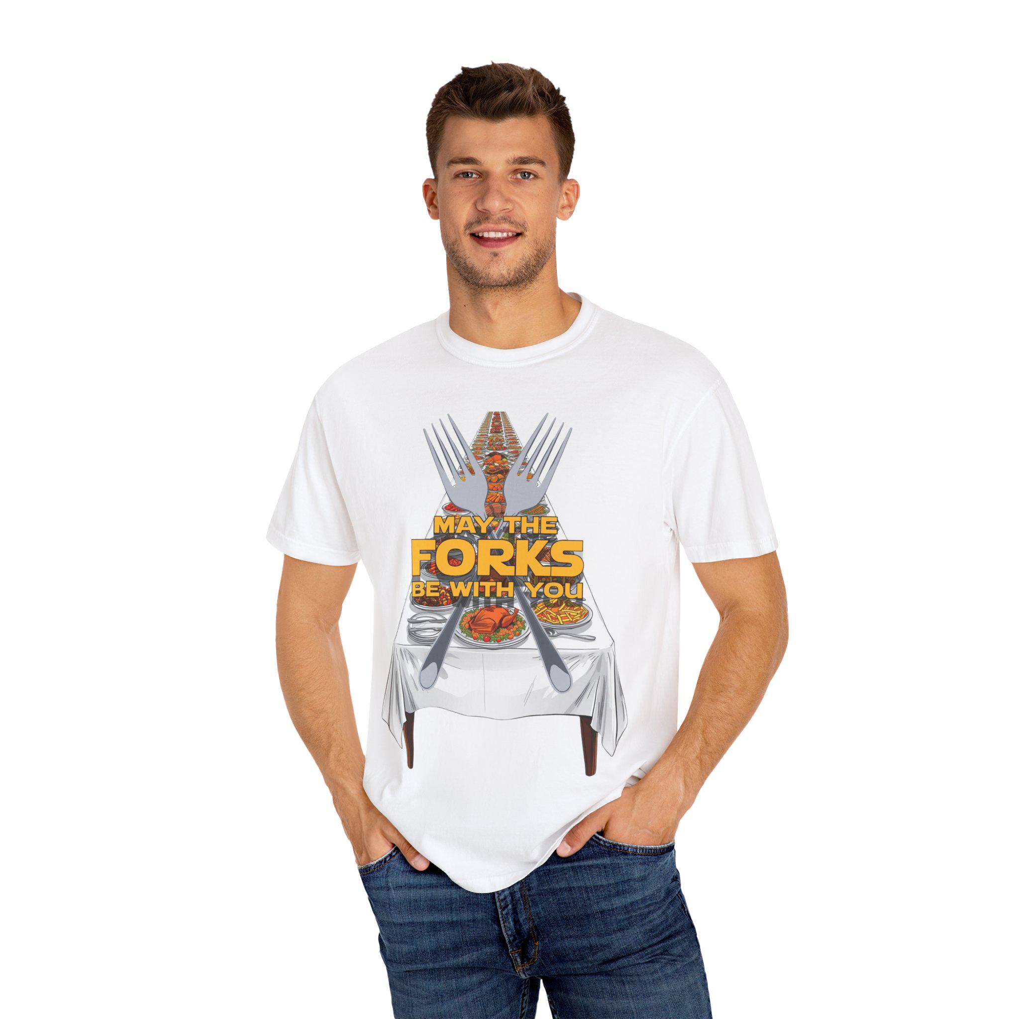 May the Forks Be With You Thanksgiving T-Shirt, Star Wars Foodie Pun - Image 10