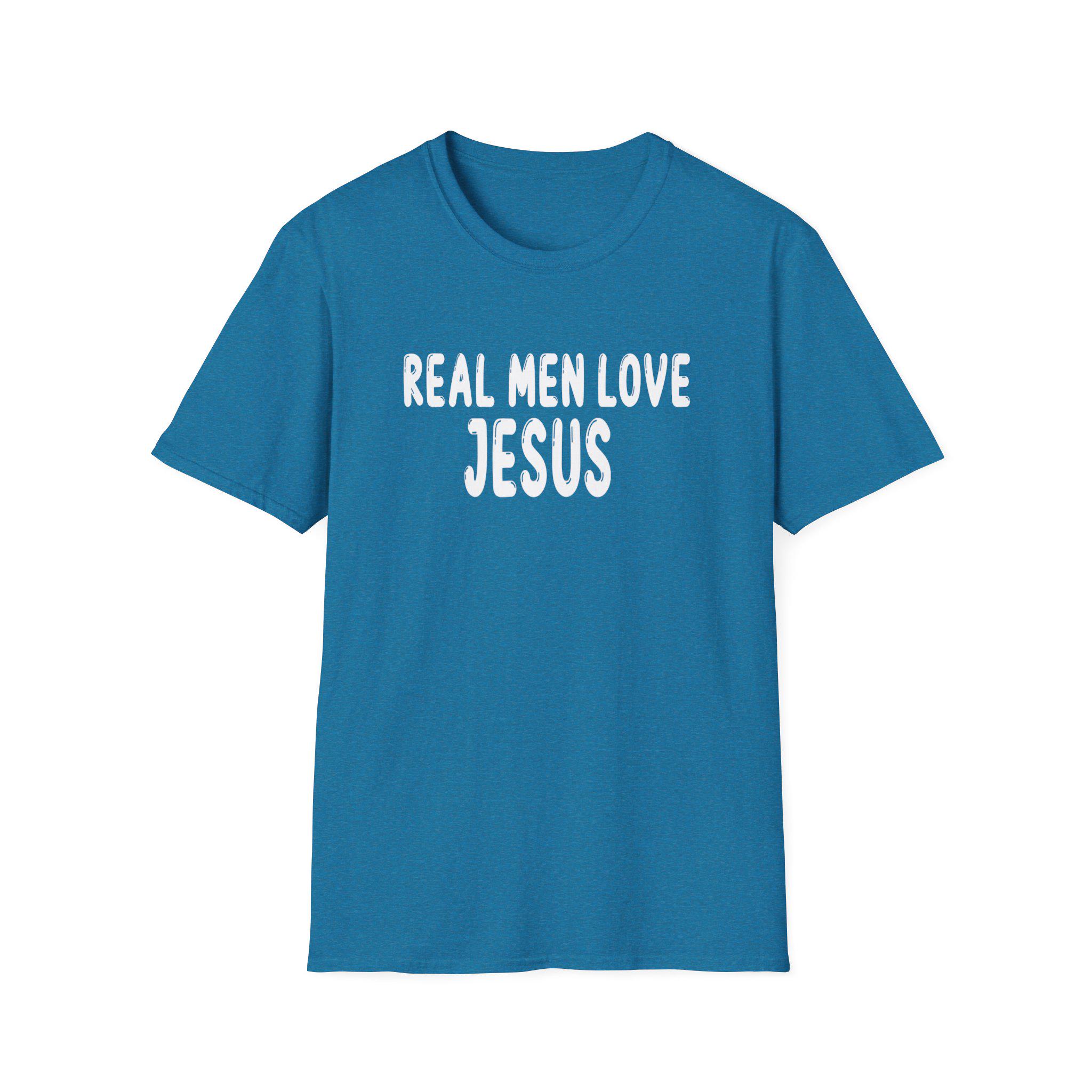 Real Men Love Jesus T-Shirt | Christian Faith Typography Tee - Image 2