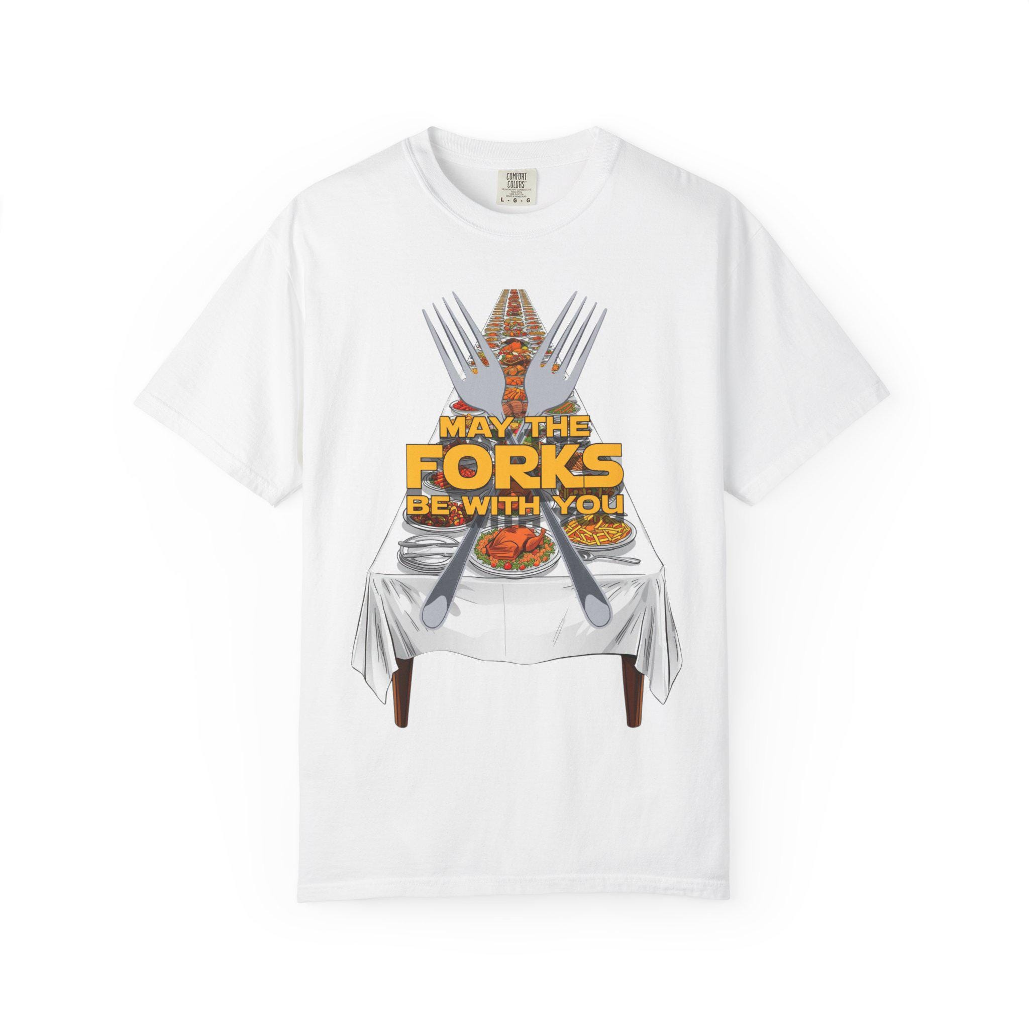 May the Forks Be With You Thanksgiving T-Shirt, Star Wars Foodie Pun - Image 8
