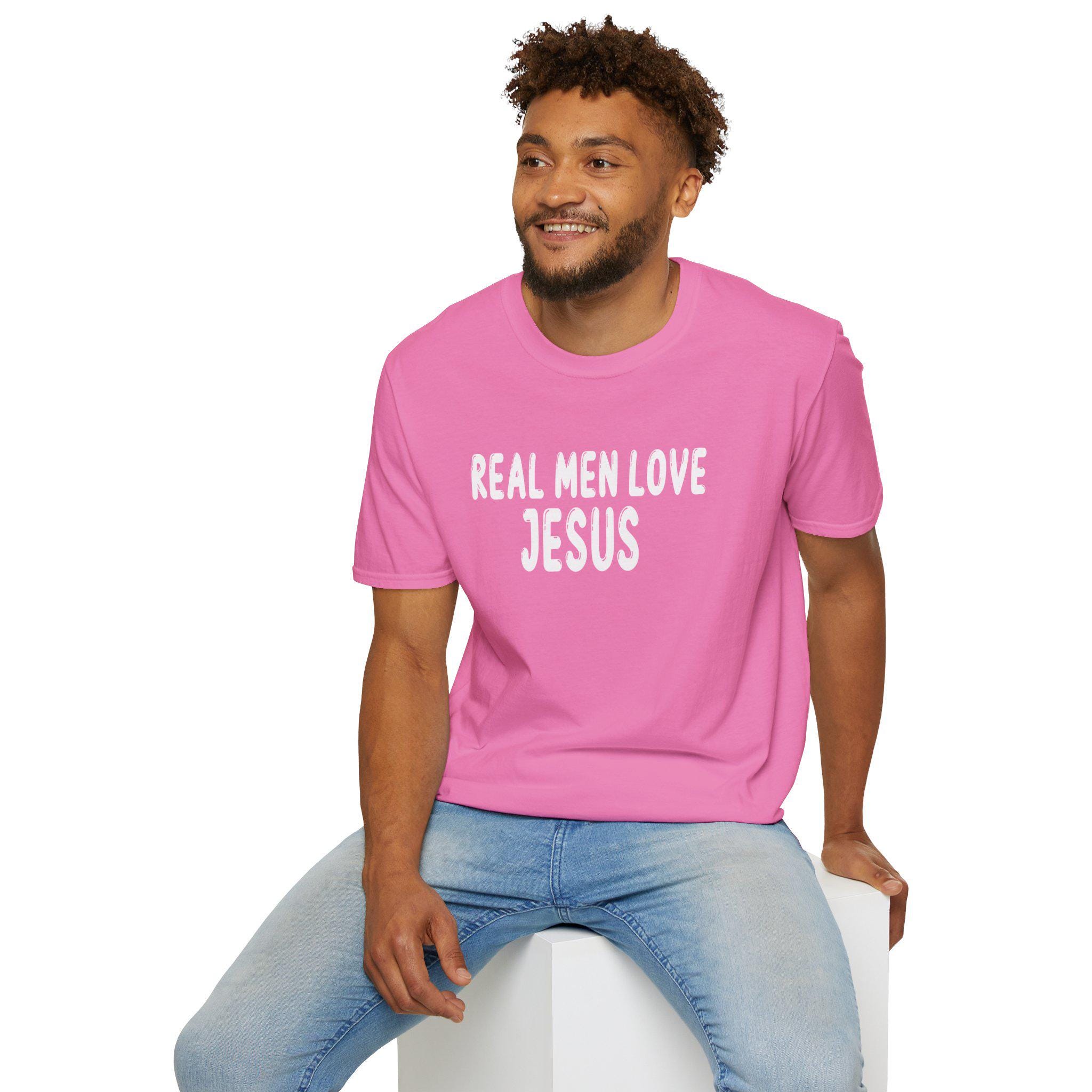 Real Men Love Jesus T-Shirt | Christian Faith Typography Tee - Image 1