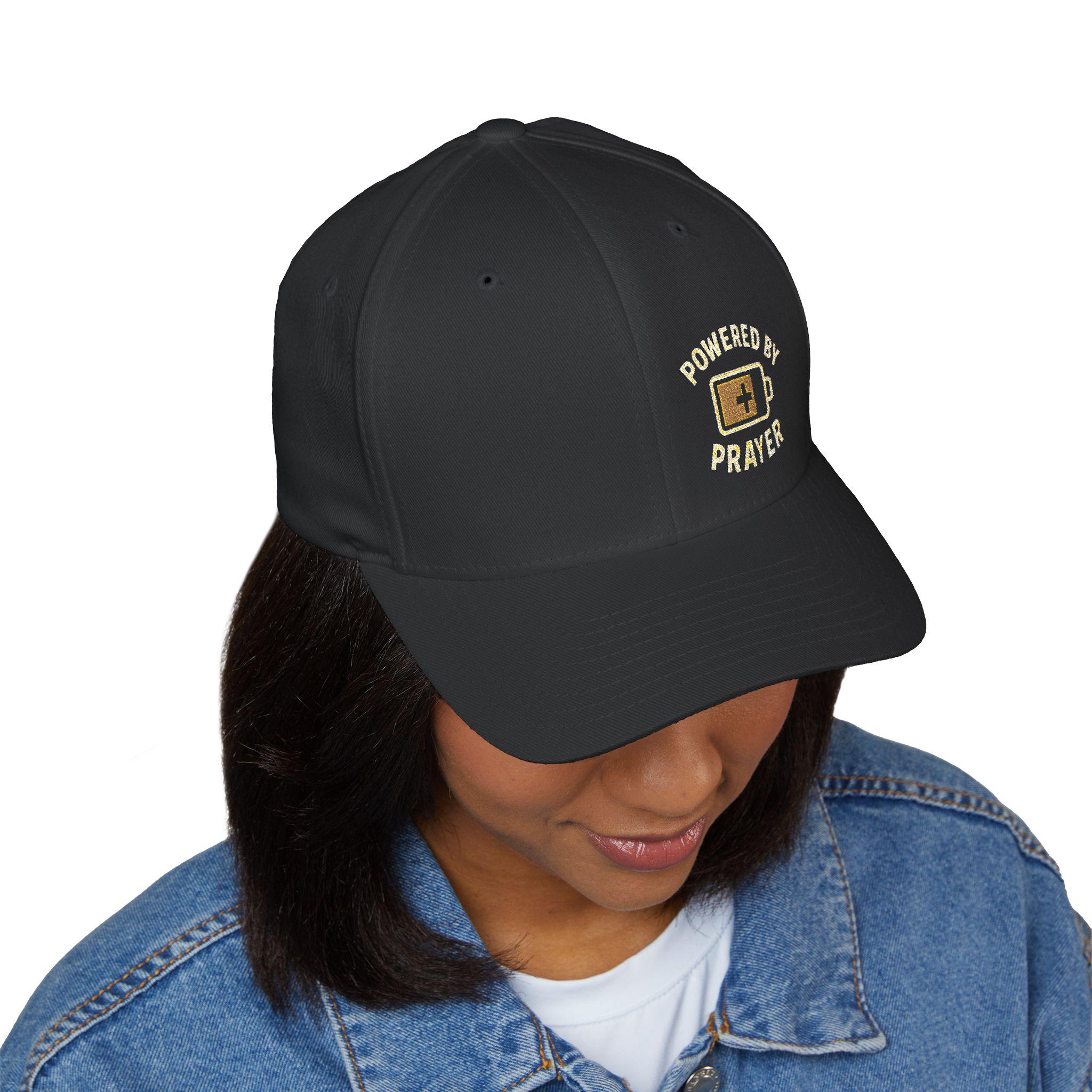 Powered by Prayer Christian Cross Embroidered Cap, Faith Baseball Hat, Religious Flexfit Headwear - Image 3