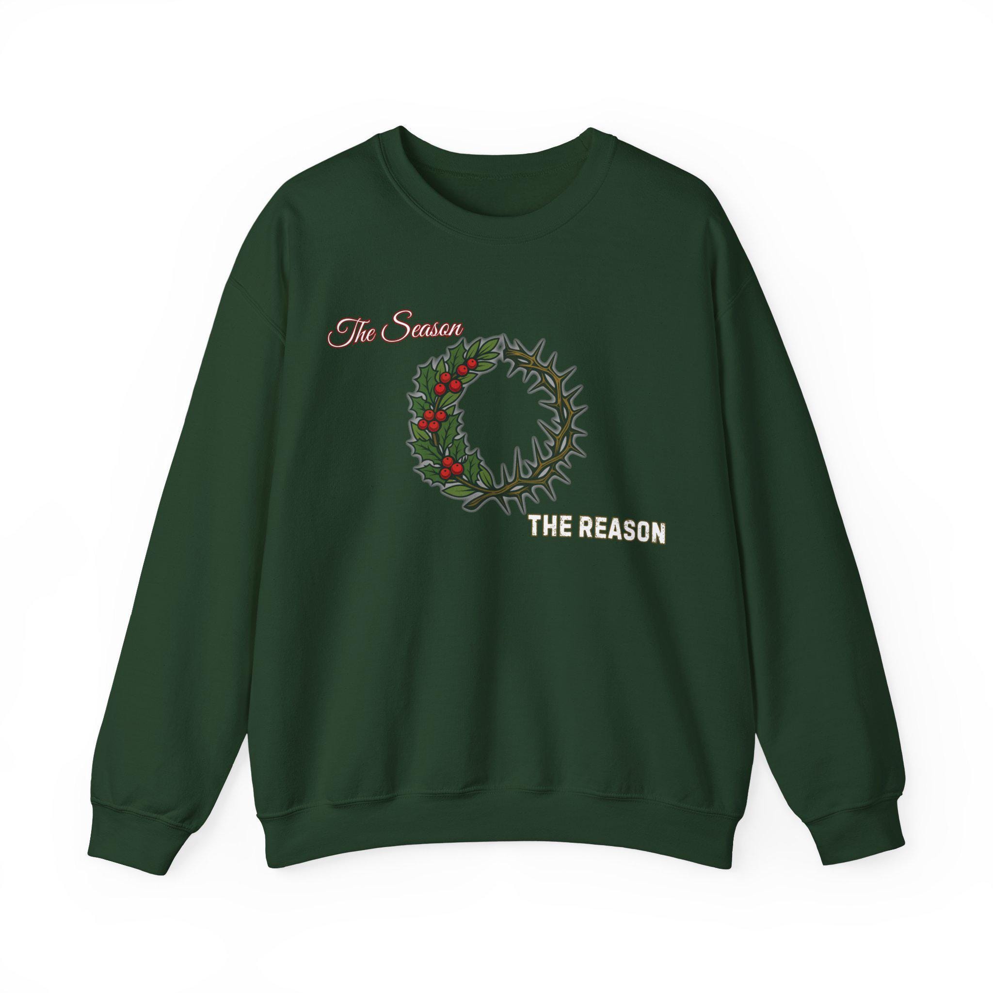 Season vs Reason Christmas Sweatshirt | Christmas faith contrast - Image 5